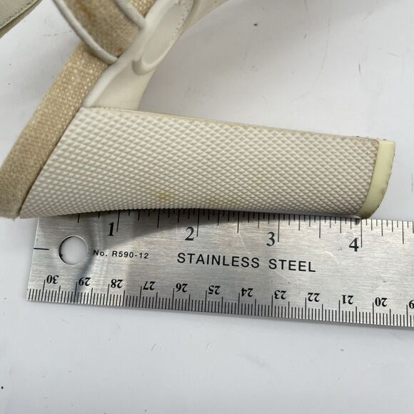Marc Jacobs Size 6.5 Strappy High Heels Cream Neutral Canvas Beige Women's Shoes - Picture 6 of 7